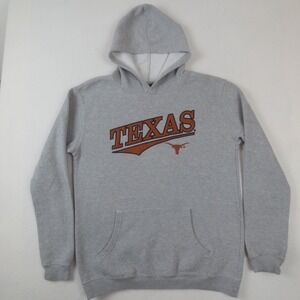 Vintage Texas Longhorns Hoodie Mens Medium Gray Pullover Sweatshirt Graphic Logo